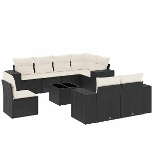 vidaXL Garden Sofa Set Black, Cream White - 1 of 4