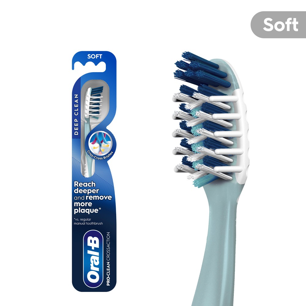 Oral-B CrossAction All-in-One Soft Manual Toothbrush for Deep Plaque Removal