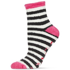 Memoi Colorblock Fuzzy Non-Skid Socks with Aloe Fuchsia One Size - 1 of 4