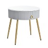 Okak Round Nesting Coffee Table Set of 2 Golden Iron Frame Table Set with Marble Grain Table for Living Room/Office, Space-Saving - 4 of 4