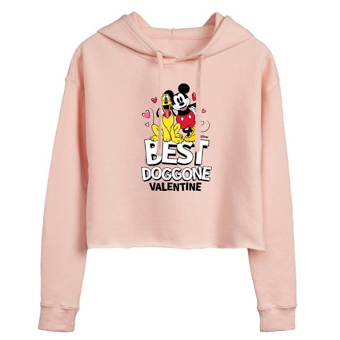 Women's - Disney - Best Doggone Valentine Cropped Graphic Hoodie - image 1 of 2