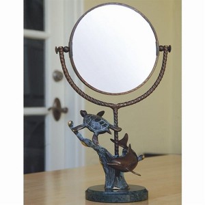 SPI Home Dolphin and Turtle Mirror Brass and Marble Coastal Vanity Accent 15 Inches Tall - 1 of 3