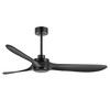 Airsurfer 60" Light-Free Matte Black Propeller Ceiling Fan, DC Motor, with 3 ABS Blades, 6''/12'' Down Rods, Remote Included - 2 of 4