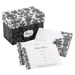 Damask Shower Invitations with Recipe Gift Box (25ct)