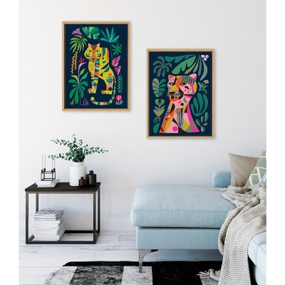 Colorful Mid-Century Modern Leopard Canvas Wall Art, 18x24