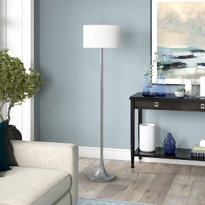 Hudson and Canal 62" Tall Floor Lamp with Drum Fabric Shade - 1 of 4