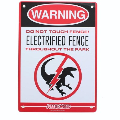 Loot Crate Jurassic World Electrified Raptor Fence 8"x6" Tin Sign