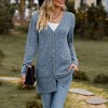 Women's Ribbed Knit Long Sleeve Cardigan Mid-Length Cardigan Open Front Sweater Coat - 2 of 4