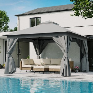 Decksplore 12'x12' Patio Gazebo with Double Roof, Mosquito Net & Privacy Screens - 1 of 4