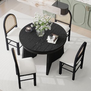 Retro 5-Pc Extendable Round Dining Set: Table & 4 Chairs, Space-Saving for Kitchens & Dining Rooms - 1 of 4