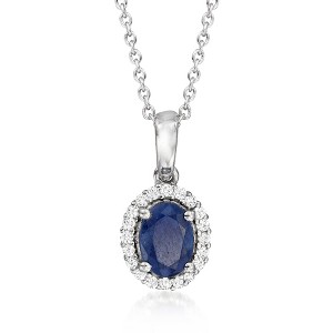 Ross-Simons 1.50 Carat Sapphire and .20 ct. t.w. White Topaz Pendant Necklace in Sterling Silver - 1 of 4