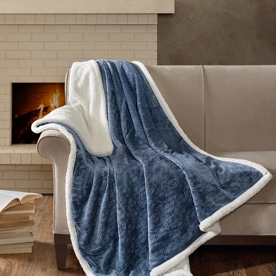 Elma Oversized Blue Plush Reversible Throw