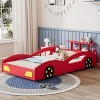 NicBex Twin Race Car-Shaped Platform Bed Frame with Wheels for Kids,Solid Wood Slats Support,No Box Spring Needed,Easy Assembly,Red - 2 of 4