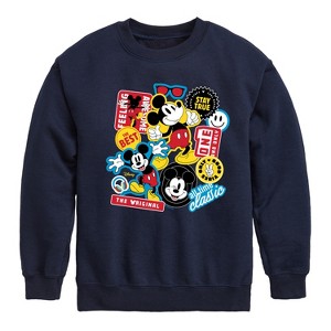 Boys' - Disney - Mickey Sticker Look Graphic Long Sleeve Fleece Sweatshirt - 1 of 4