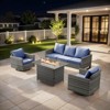 4 Pieces Patio Furniture Set with Fire Pit Table, Outdoor Furniture Set with Rocking Swivel Chairs, Wicker Patio Set with 4'' Thickened Cushion - 2 of 4