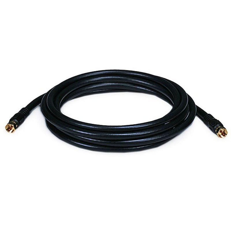Monoprice Video Cable - 10 Feet - Black | RG6 Quad Shield CL2 Coaxial Cable with F Type Connector, 1 of 3