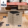 Ornavo Home 6 Pack Paper Wicker Storage Shelf Basket Cube Bin with Handles - 2 of 4