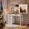 Sevobal Vanity Tables with 3 Levels of Open Storage Shelves Farmhouse Vanity with Sliding Mirror Hidden Storage for Bedroom, Multicolored - 4 of 4