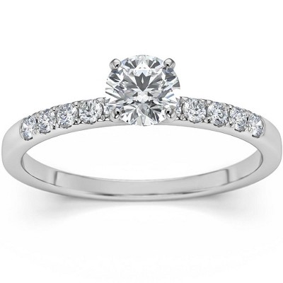 Pompeii3 1/2Ct Round Cut Diamond Engagement Ring in White Yellow or Rose Gold