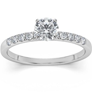 Pompeii3 1/2Ct Round Cut Diamond Engagement Ring in White Yellow or Rose Gold - 1 of 4
