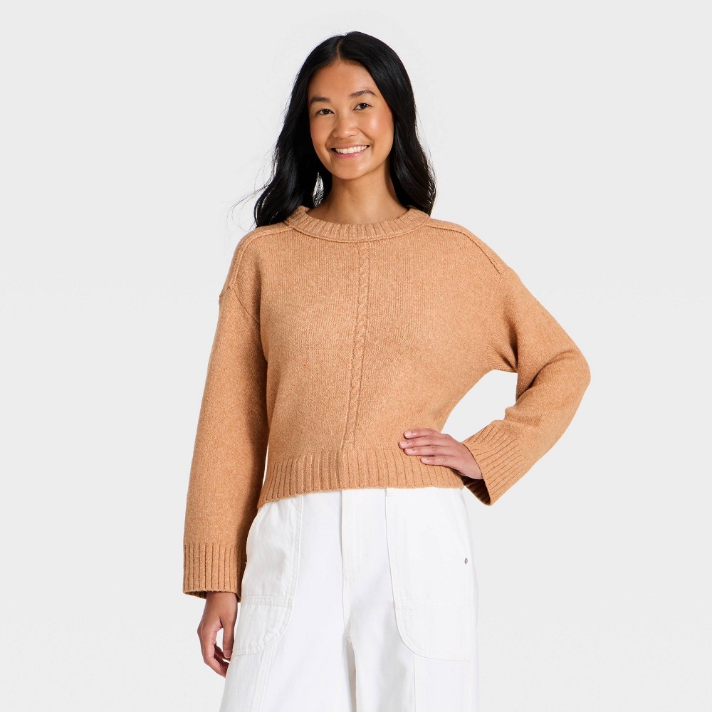 Women's Heritage Crewneck Pullover Sweater - Universal Thread™ Pink S