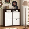 ChicFurnit Shoe Racks 4 Flip Drawers Shoe Cabinet Dust Protected Freestanding Shoe Cabinet for Entryway, Brown, 39.37"*9.45"*39.37" - 2 of 4