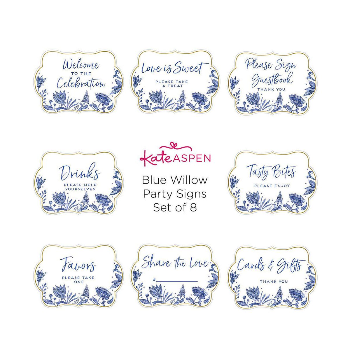 Kate Aspen Blue Willow Decor Sign Kit (Set of 8) | 28539NA - thumbnail 5
