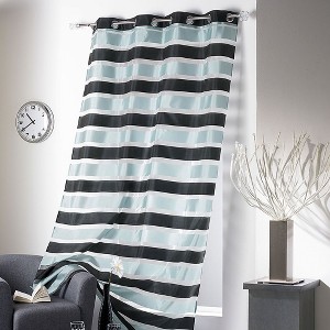 Evideco French Home Goods Striped Sheer Curtain Panel - Light-Filtering Drape for Modern Home Décor, 95 x 55 Inches - 1 of 4