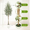 5/6/7FT Artificial Olive Tree with White Planter, Faux Potted Plant with Natural Wood Trunks, Realistic Floor Tree for Living Room Home Office Decor - 2 of 4