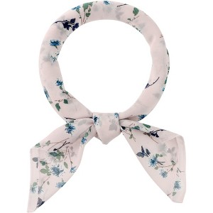 Elerevyo Women's Floral Chiffon Lightweight Skinny Neck Scarf Neckerchief - 1 of 4