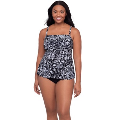 Trimshaper Women's Terri Adjustable Neckline Tankini Swimsuit Top