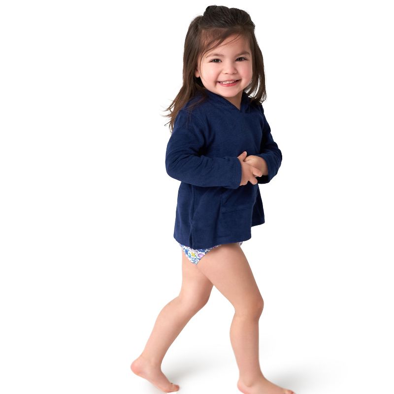Gerber Baby and Toddler Girls' Hooded Kangaroo Pocket Terry Swim Coverup, 2 of 10
