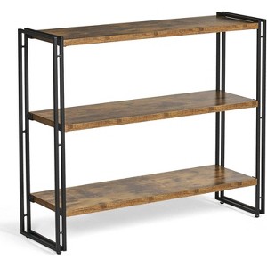 Aoxun 39.4" Wide 3-Tier Open Shelf Rack, Wood Grain Display Stand, Scandinavian Style Storage Organizer for Living Room or Office (Antique Finish) - 1 of 4