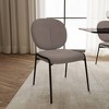 LeisureMod Celestial Modern Dining Chair in Upholstered Cotton Boucle with Black Iron Frame - 2 of 4