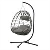 ELJGET Hanging Egg Chair with Stand, Indoor Outdoor Wicker Rattan Egg Swing Chair Hanging Basket Chair with Cushion Headrest - 3 of 4
