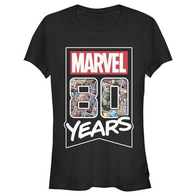 Juniors Womens Marvel 80 Years Logo T-Shirt