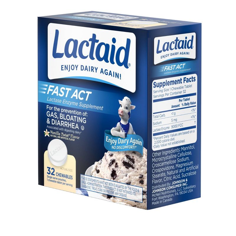 Lactaid Fast Act Lactose Relief Chewables - Vanilla - 32pk, 6 of 9
