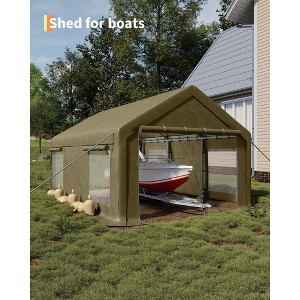 12X20 ft Heavy Duty Carport, Portable Garage with Roll-Up Windows & Side-Opening Door, Car Canopy Reinforced Four-Hole Base - 1 of 4