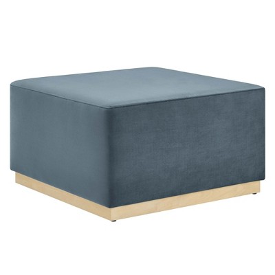 Modway Tilden 28" Square Velvet Ottoman – Large Upholstered Accent Footstool with Performance Fabric and Modern Low Profile Design