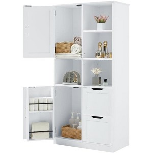 Tall Bathroom Storage Cabinet, 62" Modern Organizer with Doors, Drawers & Adjustable Shelves, Freestanding Cabinet for Bathroom, Kitchen, Living Room - 1 of 4