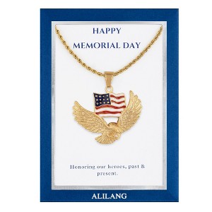 Anna-Kaci Flying Eagle with American Flag Pendant Necklace with Patriotic Gift Message Card & Envelope Jewelry Gift - 1 of 4