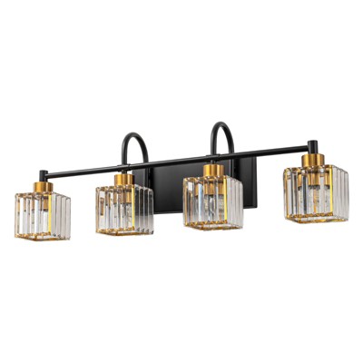 LLHZSY 3/4/5 Light Modern Industrial Dimmable Crystal Bathroom Vanity Light-Curved Metal Appearance With Crystal Shape