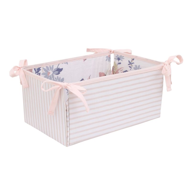 NoJo Farmhouse Chic Pink, Periwinkle, and White Floral, Stripes, Gingham, and Velvet 'Bundle of Sweetness' 4 Piece Nursery Crib Bedding Set, 5 of 10