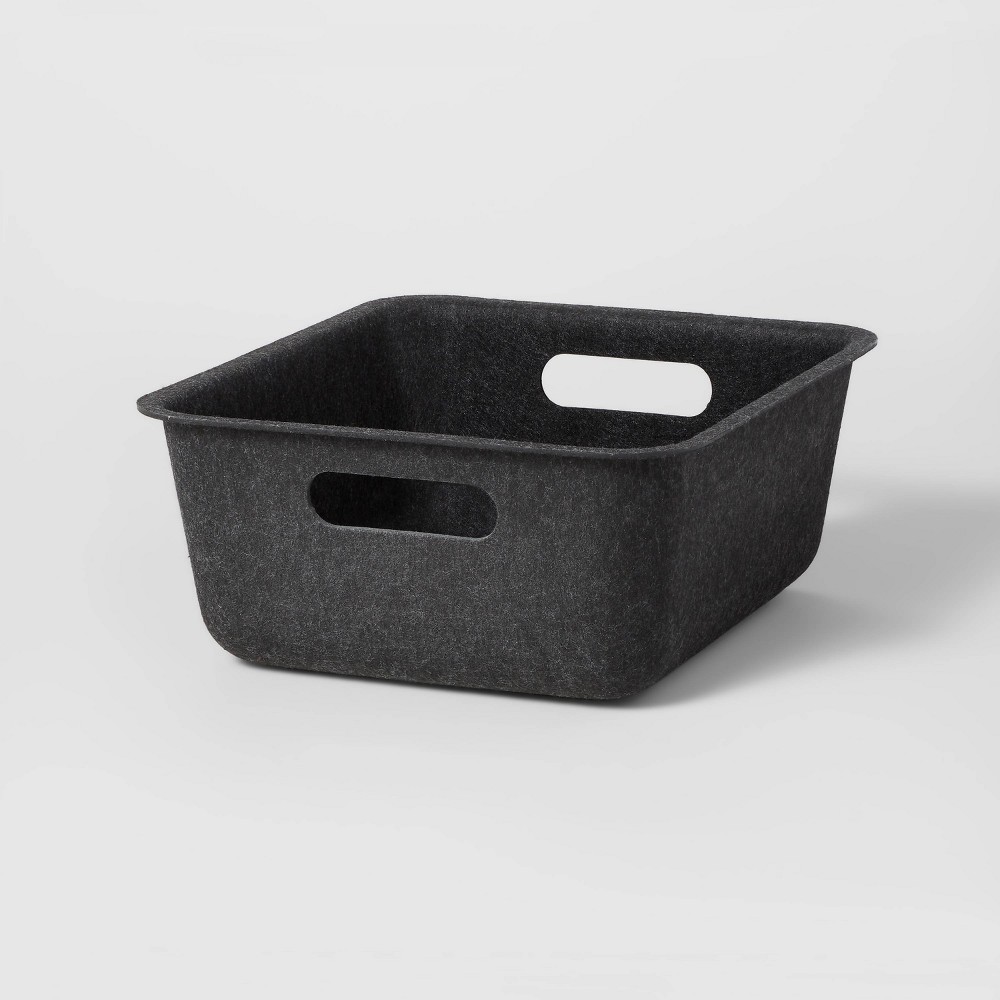 Short Sliding Storage Bin Felt Dark Gray - Brightroom