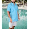 HAPPY BAY Men's Short Sleeve Button Down Solid Shirts Summer Shirt with Pocket Spread Collar Casual Camp Beach Vacation Shirts for Men - 3 of 4