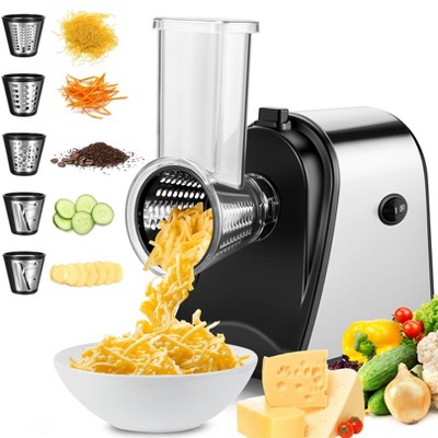 Homdox 250W Electric Slicer 5-in-1 Cheese Grater Slicer Shredder for Kitchen - Automatic Food Chopper for Vegetables Cucumber Carrots Cabbage Nuts