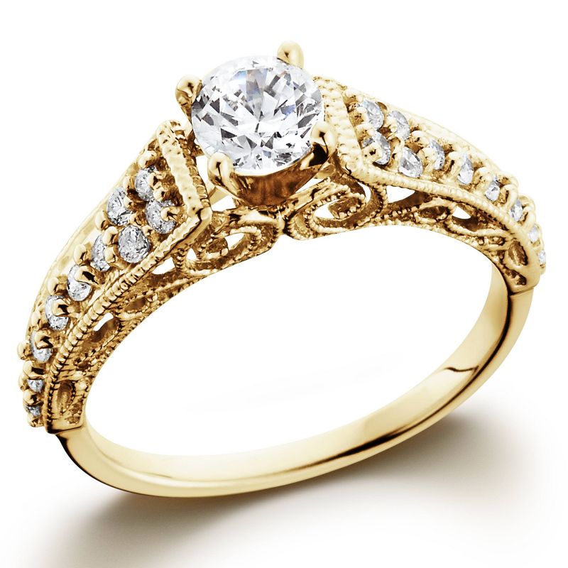 Pompeii3 5/8ct Vintage Diamond Engagement Ring 14K Yellow Gold, 4 of 6
