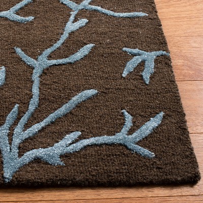 Hand-Tufted Brown and Light Blue Wool Square Area Rug