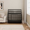 48'' Heavy Duty  Dog Crate with Wheels and Folding Metal Pet Kennel Cage with Pointed Roof for Large and Medium Dogs - LAOTIES - 3 of 4