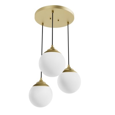 3-Light Hepburn Cased White Glass Round Pendant Cluster Ceiling Light - Hunter Fan